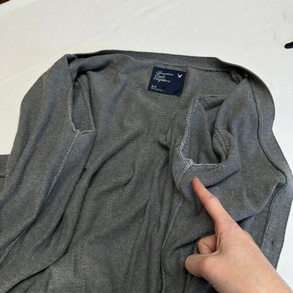 Y2K American Eagle Womens Gray Cardigan Sweater Small Button Up Preppy Top 2000s - Picture 5 of 10